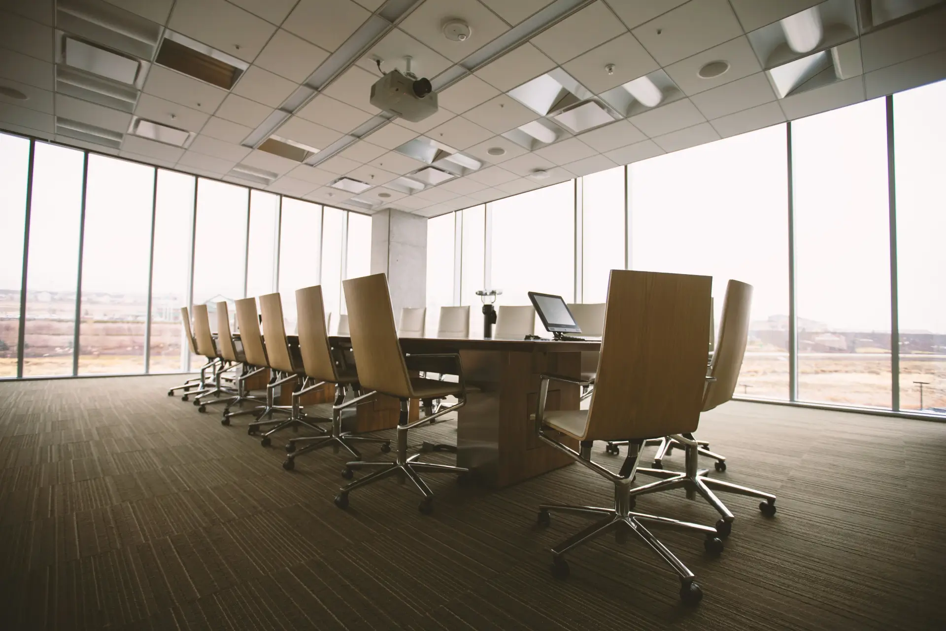 Board room table and chairs